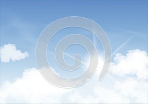 Blue sky with Sun shining and altostratus clouds background,Vector Cartoon sky with cirrus clouds, Concept all seasonal horizon