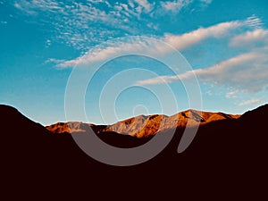 Blue Sky with Sunny Hill near Lake Benmore