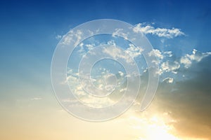 Blue sky in sunset