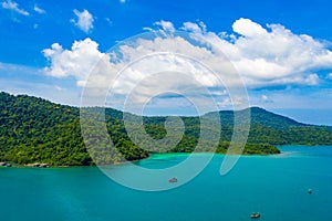 Blue sky and turqouise sea ocean at Koh Kood East of Thailand Island