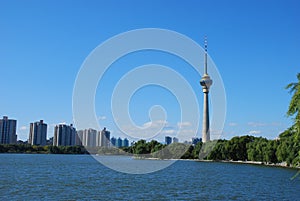 Blue sky and tv tower