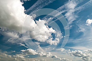 Blue sky with various shapped cloud formations