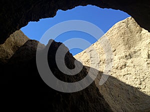 Blue Sky View Inside Tapiado Mud Caves, Anza Borrego State Park photo