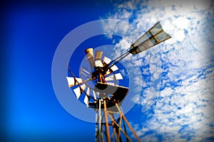 Blue Sky Vintage Windmill Abstract Background