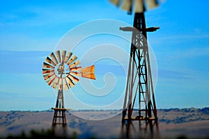 Blue Sky Vintage Windmill Abstract Background