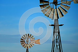 Blue Sky Vintage Windmill Abstract Background