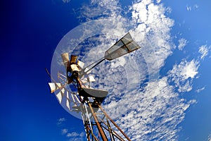 Blue Sky Vintage Windmill Abstract Background