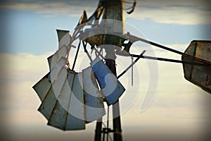 Blue Sky Vintage Windmill Abstract Background