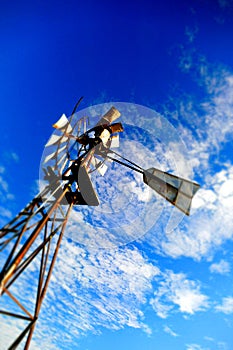 Blue Sky Vintage Windmill Abstract Background