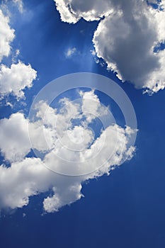 Blue sky vivid with cloud and raincloud, Area with Ray of the Light art of nature beautiful and copy space for add text
