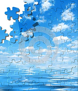 Blue sky with water reflection puzzle