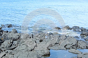 Blue sky Weather islet with Island Mountain in the Ocean Beautiful Weather Summer