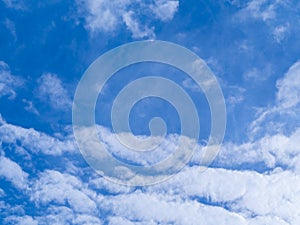 Blue sky with white cloud background.