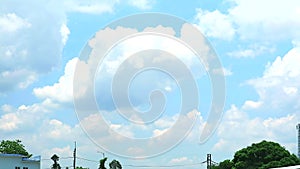 Blue sky white cloud moving by wind over rural time lapse