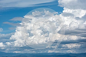 Blue sky with white cloud over the mountain of Chiangmai