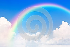Blue sky and white cloud and rainbow