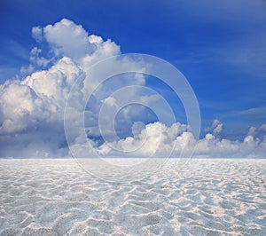 Blue sky white cloud and sand desert