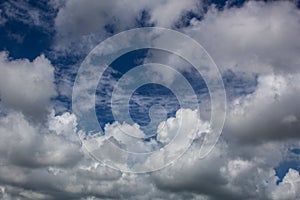 Blue sky with white clouds.