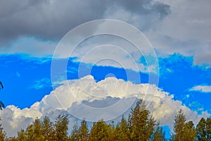 Blue sky with white clouds in autumn day