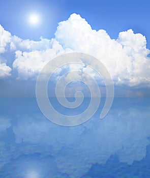 Blue sky and white clouds background.