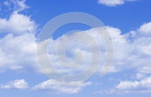 Blue sky white clouds background.