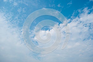 Blue sky and white clouds background On the day of the sky`s overcast