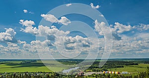 Blue sky white clouds background timelapse. Beautiful weather at cloudy heaven. Beauty of bright color, light in summer