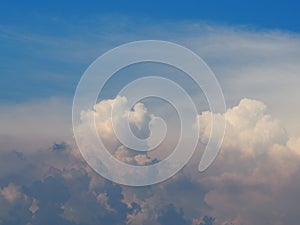 Blue sky and white clouds. It is beautiful in summer. The moment of happiness and freedom is heaven.