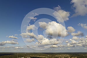 Blue sky with white clouds. Bright summer skyscape photo