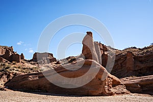 Blue sky white clouds and colorful Wensu Grand Canyon in Autumn