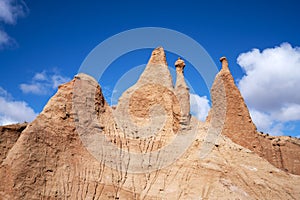 Blue sky white clouds and colorful Wensu Grand Canyon in Autumn