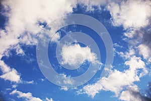 Blue sky with white clouds.