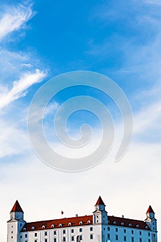 Blue sky with white clouds over Bratislava castle