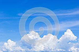 Blue sky with white clouds, rain clouds on sunny summer or spring day for background design
