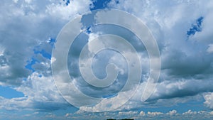 Blue Sky With White Clouds During Spring Time In A Sunny Day. Nice Blue Sky With Sun Beam With Cloudy. Zoom Out.