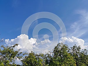Blue sky with white clouds in Summer