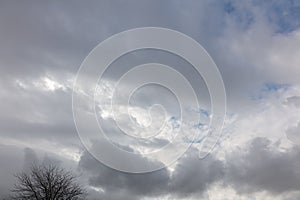 Blue sky with a white and grey cloud