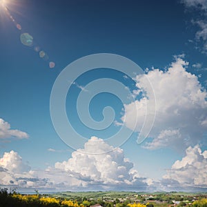 blue sky with white, soft clouds made with Generative AI