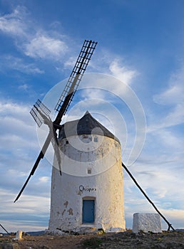 Blue sky and windmills in Consuegra, Toledo province.