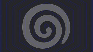 Blue slim hexagon simple flat geometric on dark grey black background loop. Hexagonal radio waves endless creative animation.