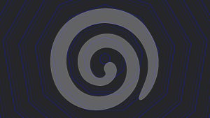 Blue slim nonagon simple flat geometric on dark grey black background loop. nonangular radio waves endless creative animation.