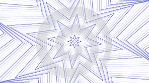 Blue slim spin octagonal star simple flat geometric on white background loop. Starry spinning radio waves endless creative