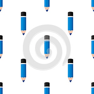 Blue Small Pencil Icon Seamless Pattern