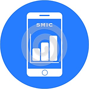 Blue Smic acronym design in a flat round button