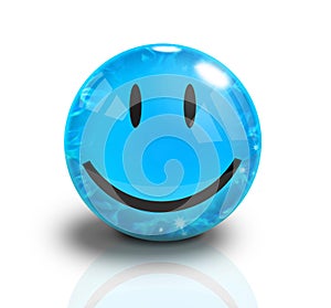 Blue Smiley 3D Happy Face