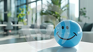 The Blue Smiley Ball. AI generated