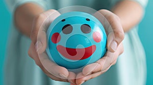 The Blue Smiley Ball. AI generated