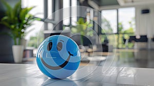 The smiley blue ball. AI generated