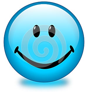 Blue Smiley Face Button