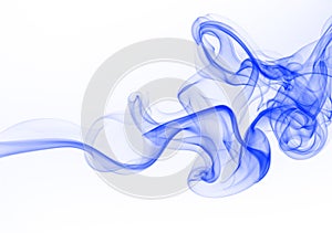 Blue smoke abstract on white background. ink water color